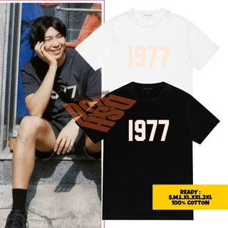 คอตต้อนคอกลมเสื้อยืด พิมพ์ลาย bts Kim namjoom 1977 สไตล์เกาหลีเสื้อยืดแขนสั้นพิมพ์ลายสไตล์สตรีทS-5XL