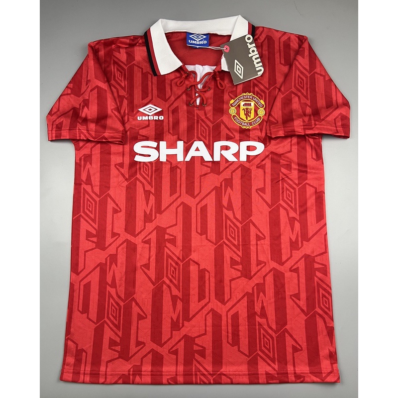 เสื้อบอล ย้อนยุค แมนยู 1992 คอเชือก เหย้า Retro Manchester United Home เรโทร คลาสสิค 1992-94