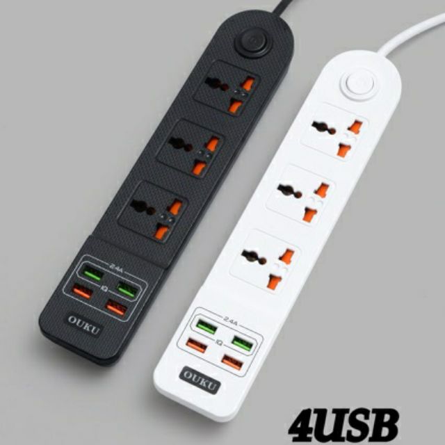 สินค้าคุณภาพ ปลั๊กไฟ 4in1 4USB 2.4A  3ช่องเสียบปลั๊กไฟ OUKU S5 ของแท้100ปลั๊กไฟ 4USB