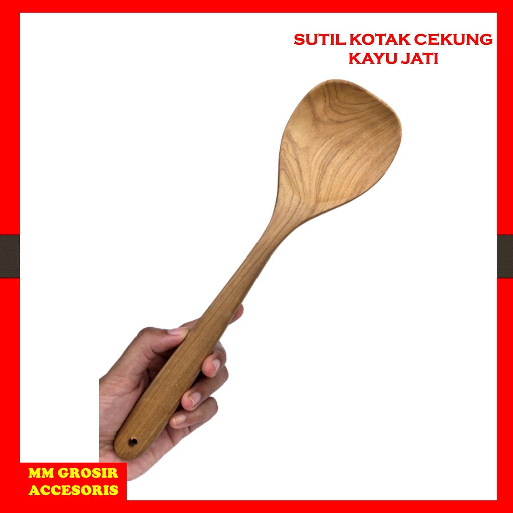 TEAK WOOD CONCAVE SQUARE SPATULA