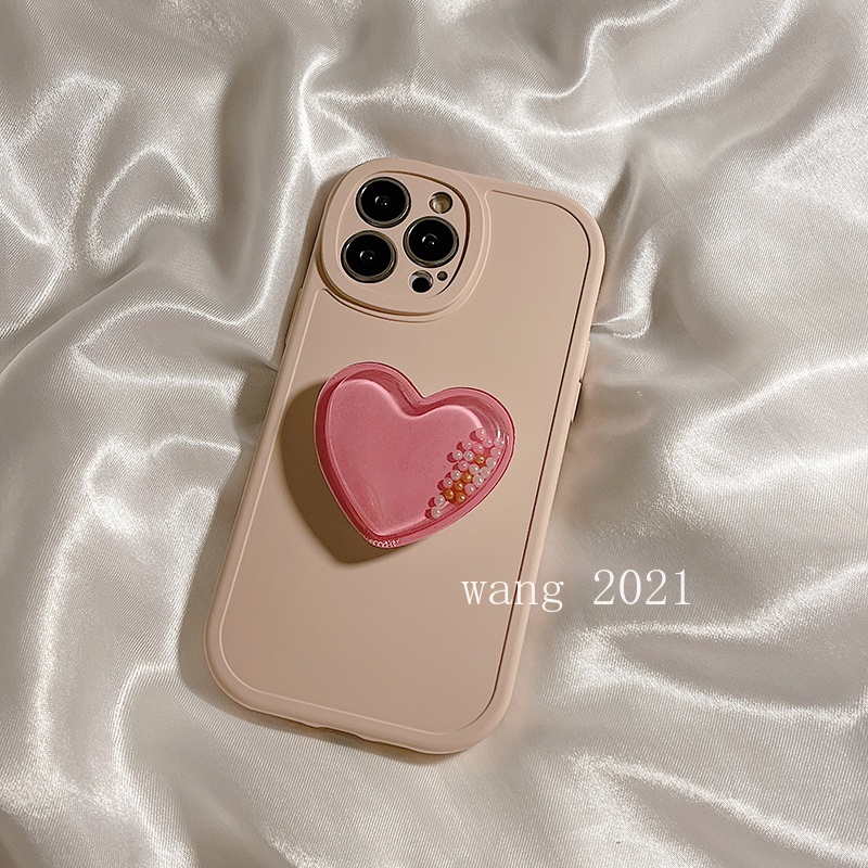 Simple Casing เคส OPPO A77 5G A76 A96 4G เคสโทรศัพท์ Phone Case Ins Style Solid Color with Quicksand Love Bracket Soft Back Cover #8