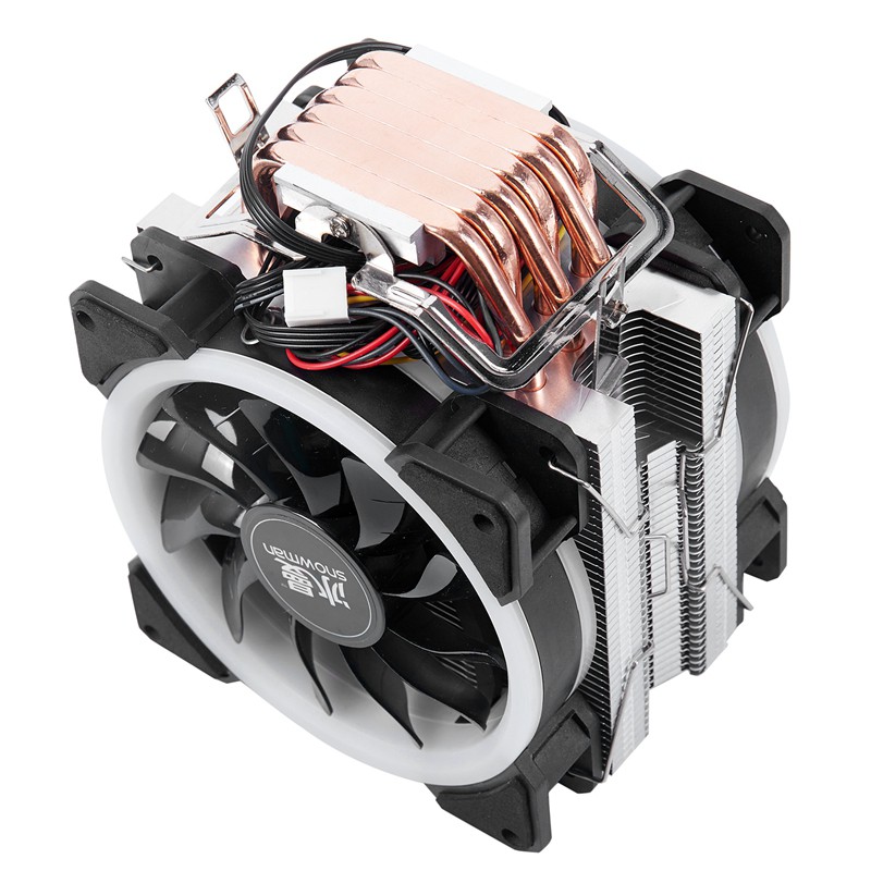 SNOWMAN 4PIN CPU cooler 6 heatpipe RGB LED Double fans cooling 12cm fan ...