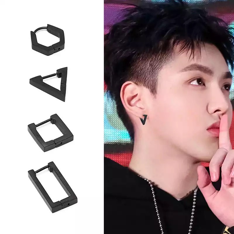 จิวหูห่วงสาม-สี่เหลี่ยม ราคา 1คู่ Semitree 316L ทางการแพทย์ ไม่ขึ้นสนิม ไม่ลอก ต่างหูผู้ชายสามเหลี่ยมต่างหูแฟชั่น