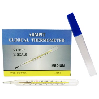 ปรอทวัดไข้ ปรอทแก้ว เทอร์โมมิเตอร์ แบบแท่งแก้ว ARMPIT CLINICAL THERMOMETER TYPE CR.W23A MEDIUM 1 ชิ้น