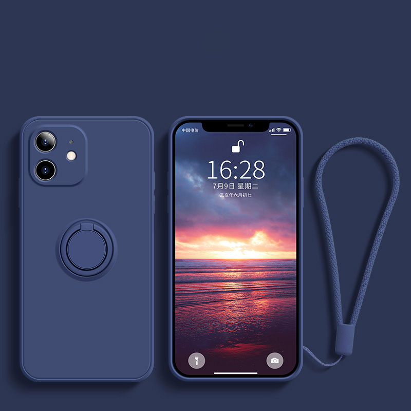 พร้อมขาตั้ง เคส ซิลิโคนนิ่ม NavyBlue 12 12Mini 12Promax 12Pro 11 11Pro 11Promax z1yu4p compatible for เคสไอโฟน #7