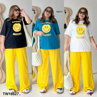 J18627 Set #bigsize 2 ชิ้น เสื้อยืดแขนสั้น + กางเกงขายาว Set #bigsize 2 pieces, short sleeve t-shirt + long pants