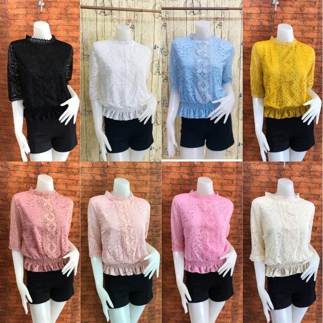**เสื้อลูกไม้ทั้งตัว #รุ่นคาดกลาง แขน 3 ส่วน จ้้มเอว