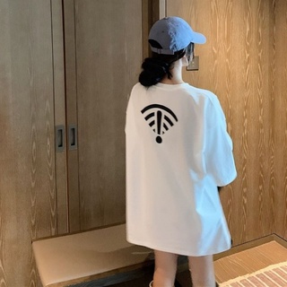 เสื้อยืดแขนสั้น ผ้าฝ้ายแท้ พิมพ์ลายลูกศร WIFI เข้ากับทุกการแต่งกาย แบบเรียบง่าย สไตล์สตรีท สําหรับผู้ชาย และผู้หญิง 2022