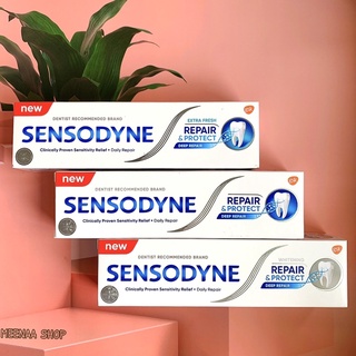 Sensodyne เซ็นโซดายน์ ยาสีฟัน สูตรรีแพร์&amp;โพรเทคท์ ไวท์เทนนิ่ง 100 กรัม ช่วยฟื้นฟูและปกป้อง