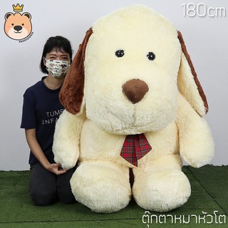 ตุ๊กตาหมาหัวโต ตัวยักษ์ size 180cm (สีขาว)  หนักเกือบ 10 กก. ขนนุ่ม งานคุณภาพ ส่งด่วนทุกวัน ตุ๊กตาหมาตัวใหญ่ หมา