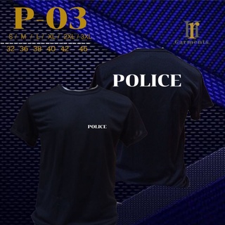 เสื้อยืดPOLICEเสื้อยืดเเขนสั่นเลื้อคอกลม