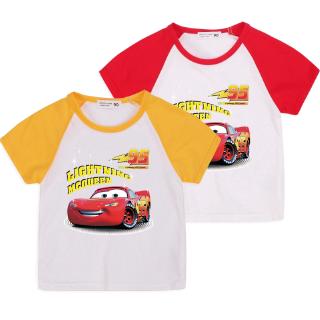 เสื้อยืดเด็กผู้ชาย 6 สีเนื้อผ้าฝ้ายแขนสั้น Lightning McQueen เสื้อยืด (ยินดีต้อนรับขายส่ง)