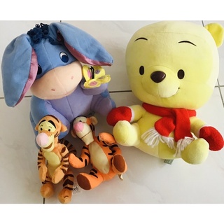 ✨Disney Pooh and Friends 🤗มือสอง ตุ๊กตาหมีพูห์และผองเพื่อน ขายเหมา 4 ตัว😍อียอ งานเครื่อง15นิ้ว หมีพูห์นุ่มๆ และ2ทิกเกอร์