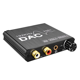 DAC 192KHz 24Bit Digital To Analog Converterพร้อมBass &amp; Volume Control Coaxial ToslinkไปยังAnalog Stereo L/R RCA