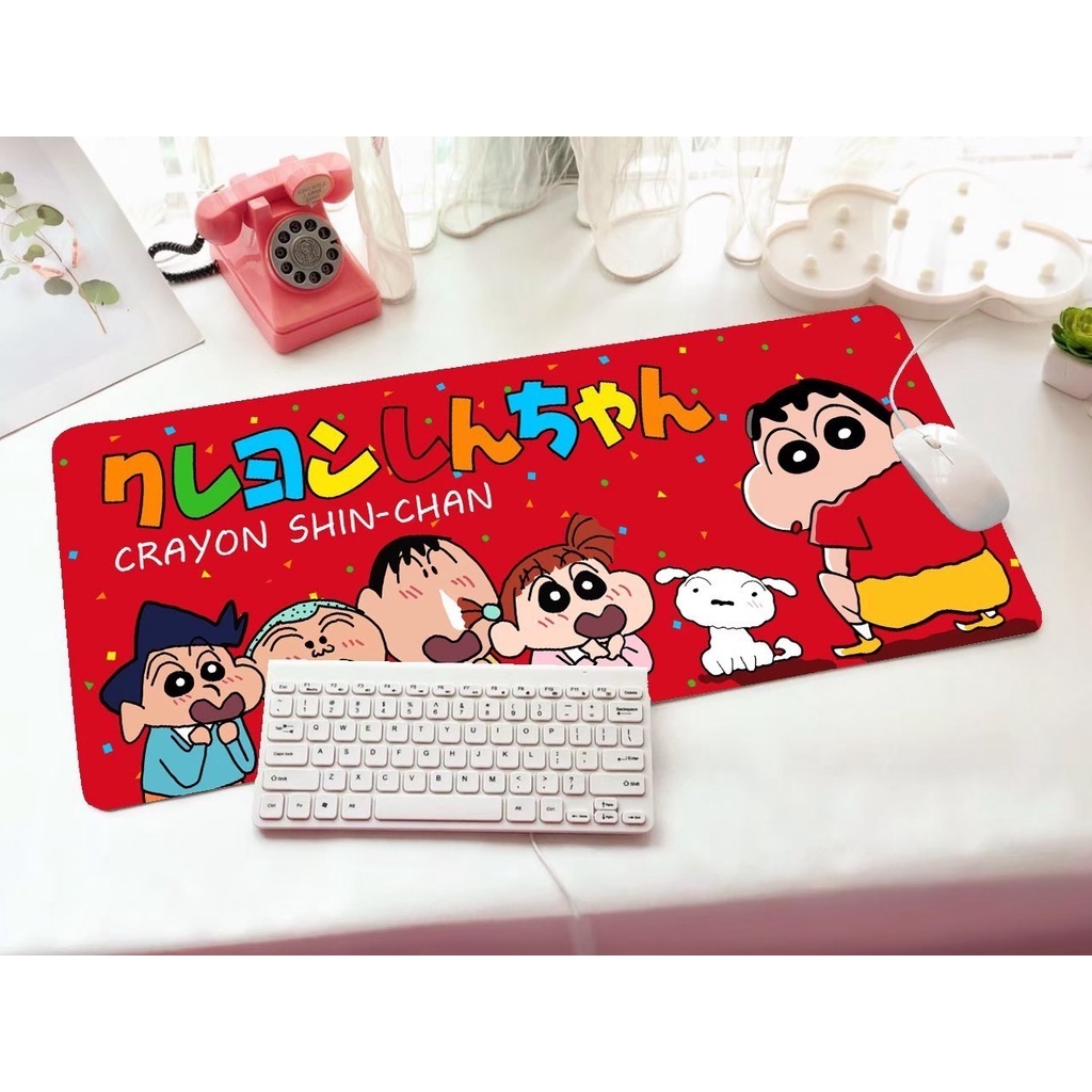 SHIN CHAN R แผ่นรอง คีย์บอร์ด รองคีย์บอร์ด keyboard ลาย ชินจัง แดง SHIN CHAN RED ขนาด 30 x 70 cm แผ่นหนานุ่ม MANOPNEST