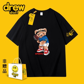 Drew ใหม่ เสื้อยืด แขนสั้น ลายหมี สําหรับผู้ชาย และผู้หญิง