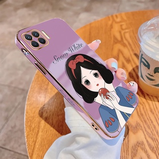 เคส Oppo A93 A73 A53 A33 2020 F17 Pro Reno 4F เคสโทรศัพท์มือถือ TPU นิ่ม ขอบสี่เหลี่ยม ลายการ์ตูนเด็กผู้หญิง สโนว์ไวท์ น่ารัก หรูหรา