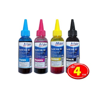 Hi-jet หมึกเติม Inkjet Refill Ink ขนาด 100 ml. ชุด 4 สี (เลือกยี่ห้อได้)