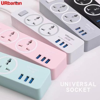 ปลั๊กไฟ URbantin รุ่น 303B ปลั๊กพ่วง ปลั๊กสามตา 3 ช่อง ปลั๊กชาร์จ USB 3 ช่อง 2500W