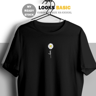 Basic Tee UNISEX เดซี่ ดอกไม้ นอร์ดิก หลวม แขนสั้น เสื้อยืด ผู้หญิง ผู้ชาย สุภาพสตรี Baju Lelaki Perempuan