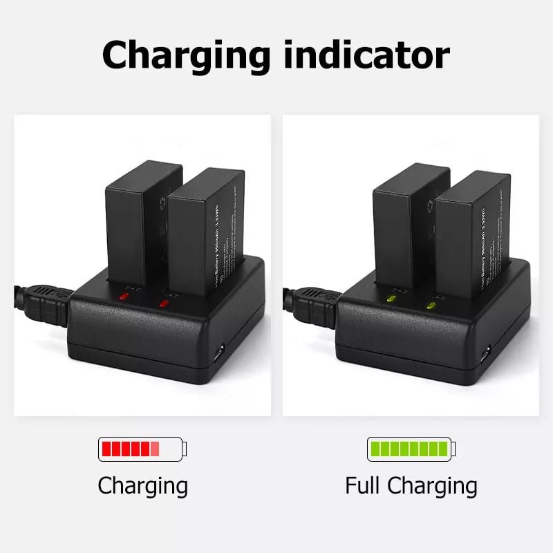 Nanotech เเบต 900 Mha แบตเตอรี่ + Dual Charger สำหรับ EKEN H9 H9R H3R H8R H8PRO H8 Nanotech