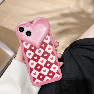 เคสป้องกันโทรศัพท์มือถือ ลายหัวใจ สีชมพู สําหรับ Apple Iphone 12promax 11 13 678plus xs xr