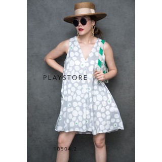 VEERIN Lalaby dotty dress เดรสสั้นคอวีลายน่ารัก PLAYSTORE