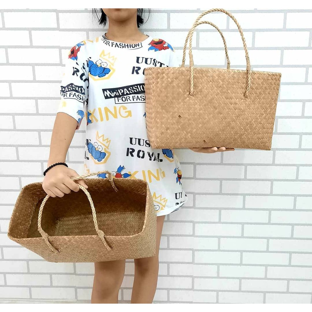 กระเป๋าสานกระจูด ตะกร้าสาน  สานหนา2 ชั้น ทนทาน น้ำหนักเบา ของฝากของขวัญ