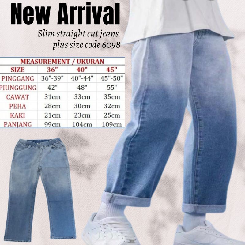 (2XL-4XL)Straight Cut Jeans Women Plus Size Loose Denim Pants High เอว- Ombre Blue