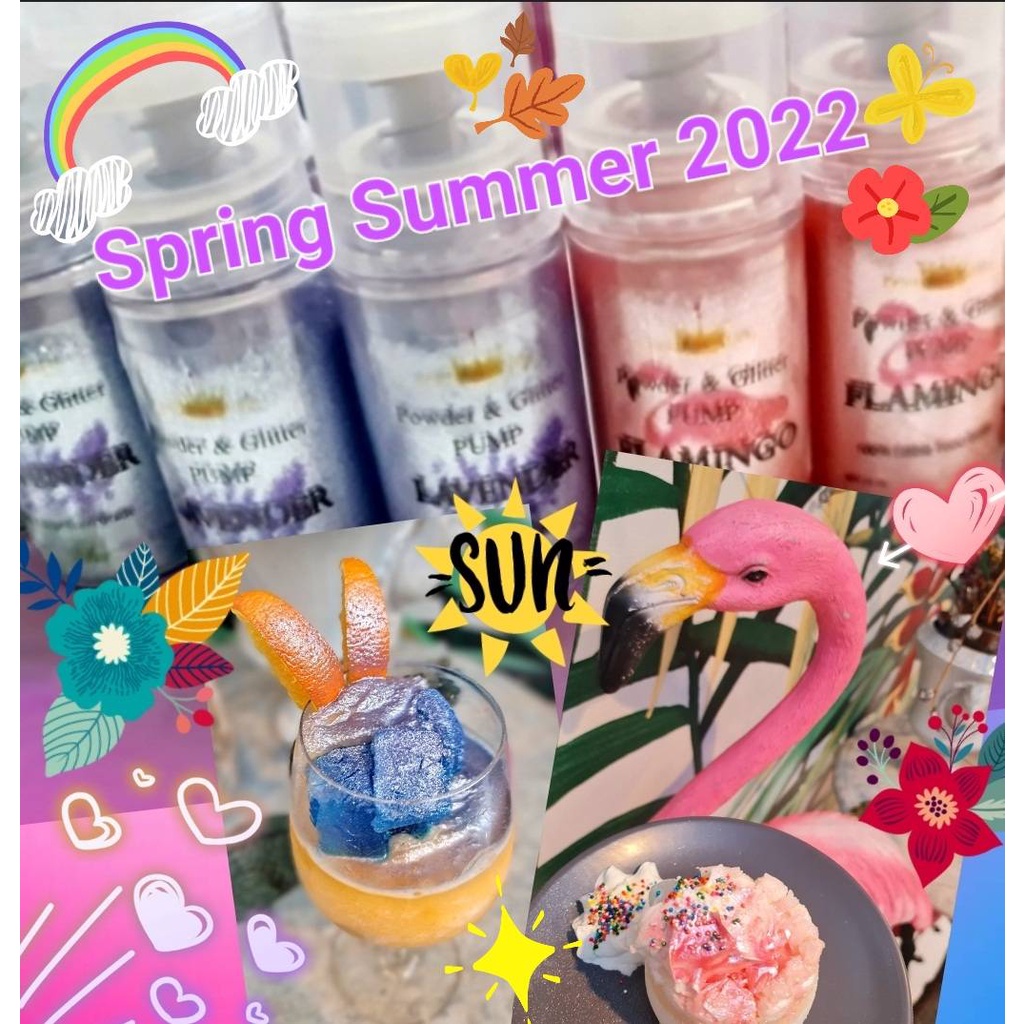 LAVENDER & FLAMINGO  powder & Glitter pump Food grade100% สเปรย์กลิตเตอร์ ม่วงลาเวนเดอร์และชมพูฟามิงโก้