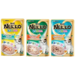 ยกโหล 12 ซอง เน็กโกะเพาซ์ Nekko อาหารเปียกลูกแมว แมวโต แมวอายุ7+ และ11+ ขนาด70กรัม มีทุกรสรับประกันสินค้าใหม่