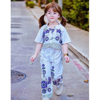 ชุดเด็ก/ผู้ใหญ่ !! เข้าเซท2ชิ้น เสื้อครอป+กางเกง พร้อมส่ง  รุ่นลายดอก