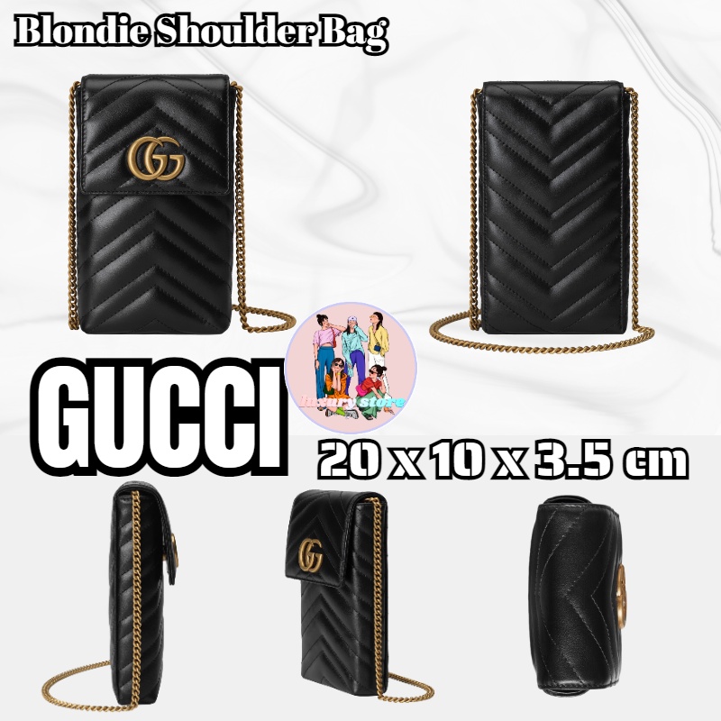 Gucci　GG Marmont Series กระเป๋าถือขนาดเล็ก/กระเป๋าโทรศัพท์มือถือ/กระเป๋าสะพายข้าง