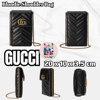 Gucci　GG Marmont Series กระเป๋าถือขนาดเล็ก/กระเป๋าโทรศัพท์มือถือ/กระเป๋าสะพายข้าง/กระเป๋าใส่เหรียญ