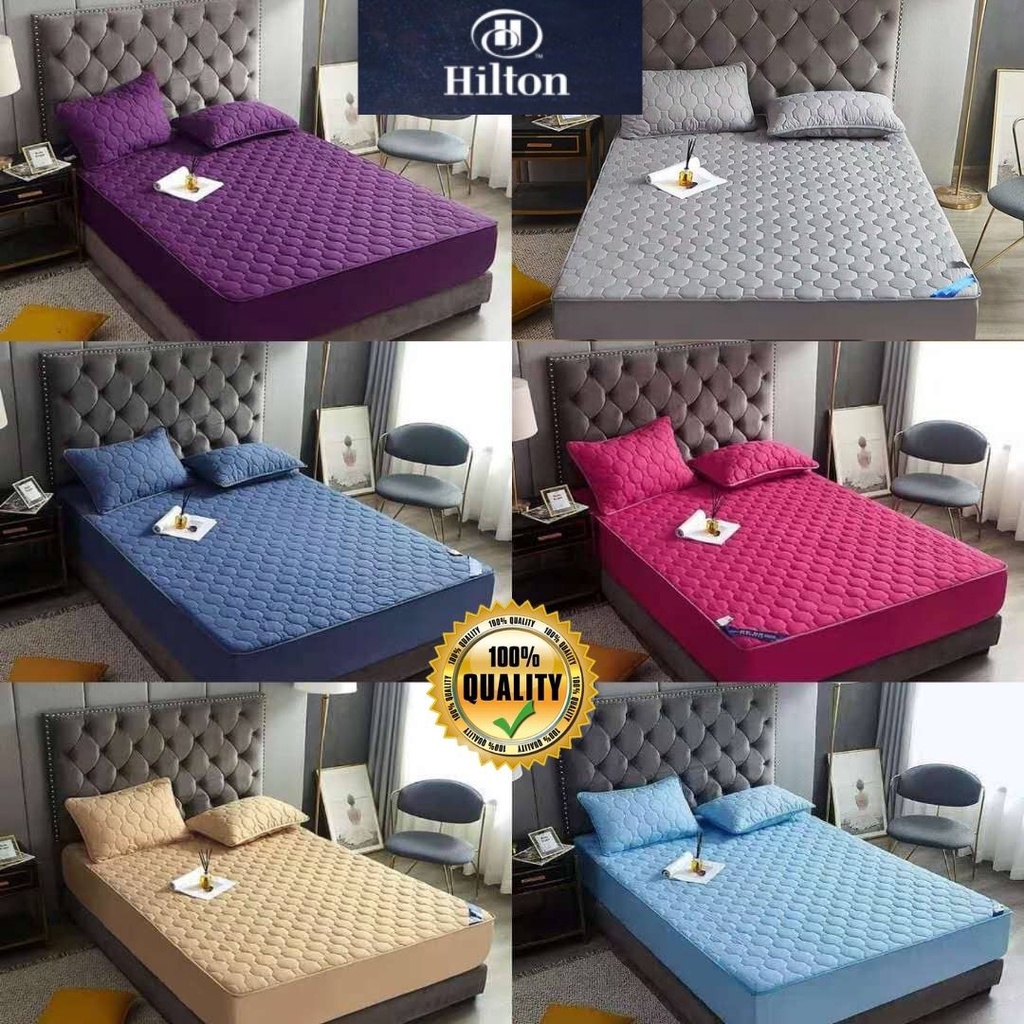 CADAR HILTON VIRAL ANTI KEDUT ผ้าปูที่นอนฟรี 2 ชิ้น PILLOW CASE ที่นอน Cott
