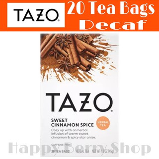 TAZO TEA 🍃 ชาสมุนไพร Sweet Cinnamon Spice Herbal Tea ไม่มีคาเฟอีน⭐ชาอเมริกาเพื่อสุขภาพ 1 กล่องมี20ซอง