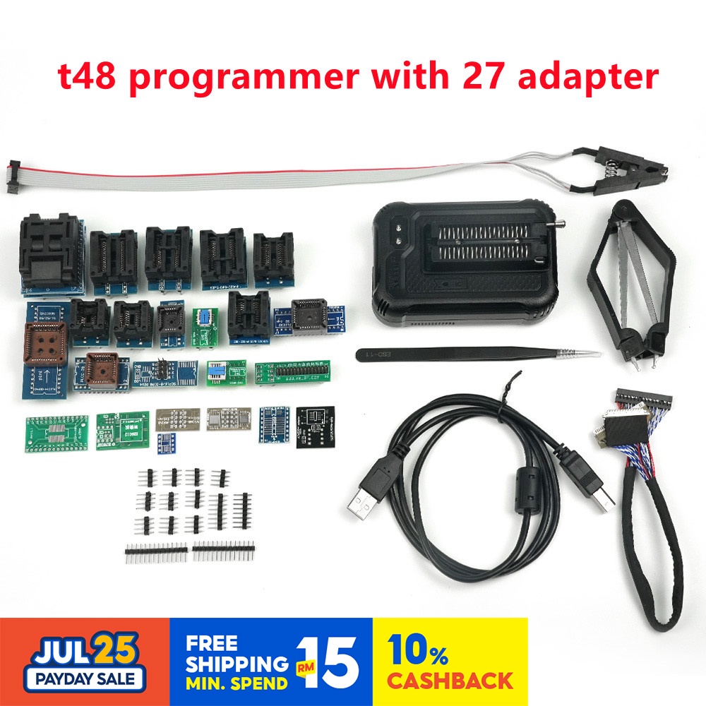 T48 โปรแกรมเมอร์ XGECU [TL866-3G] V12.01 รองรับ 28000+ ICs สําหรับ SPI/Nor/NAND Flash/EMMC BGA153/162/169/100/221 TSOP/PLCC