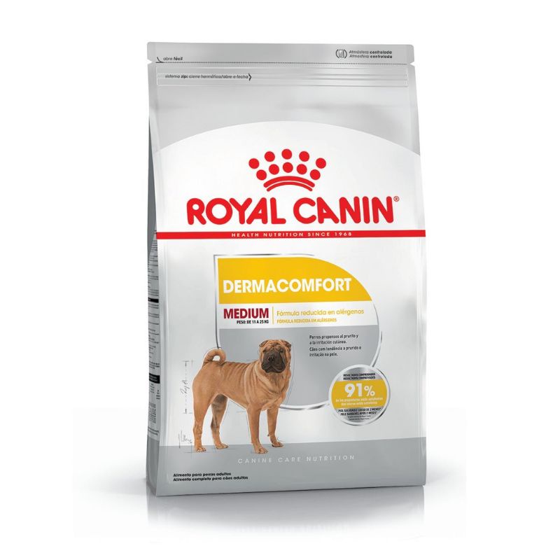 Royal canin อาหารสุนัขโต พันธุ์กลาง ผิวแพ้ง่าย ชนิดเม็ด (MEDIUM DERMACOMFORT)3kg#RoyalCaninกลุ่มอาหา