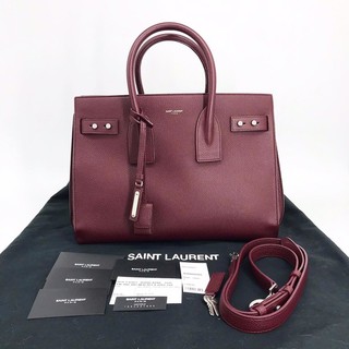 YSL Sac De Jour Small Soft Grain Leather ( Good Con) dc18  สีBurgundy