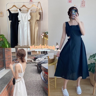 KAMI DRESS เดรสผ้าฝ้ายสไตล์เกาหลี เอวเว้าด้านข้าง ใส่น่ารักมาก สายคาเฟ่ห้ามพลาด ชุดเที่ยวทะเล