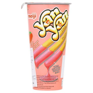 ✨นาทีทอง✨ เมจิ ยัน ยัน ขนมปังแท่งกับครีมรสสตรอเบอร์รี่ 50กรัม Meiji Yan Yan Bread with Strawberry Flavored Cream 50g