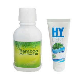 Bamboo mouthwash น้ำยาบ้วนปาก 300 ml. (1ขวด)+ Hy Dent ยาสีฟัน 80g (1หลอด)