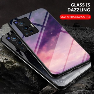 เคสโทรศัพท์กันกระแทก สำหรับ Vivo X70 Pro Plus X70Pro X70ProPlus Painted Star Pattern Tempered Glass Back Cover Tpu Soft Border