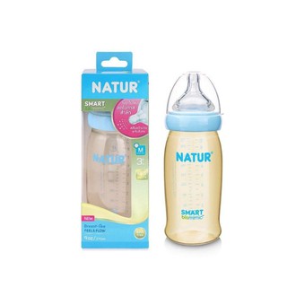 NATUR เนเจอร์ ขวดนมปากกว้างสีชา สมาร์ทไบโอมิมิค PES bottle ขนาด 5 oz. - 9 oz. ( แพ็ค 1 ขวด )