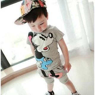 พร้อมส่ง ชุดเด็ก แขนสั้น ขาสั้น ลายMINNIE ผ้านิ่มใส่สบาย