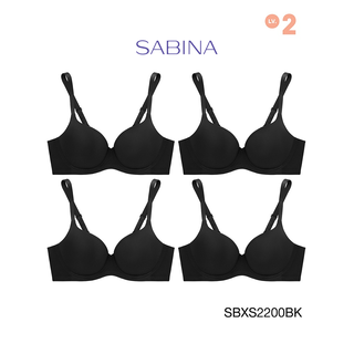 Sabina ซาบีน่า เสื้อชั้นใน (Set 4 ชิ้น) (มีโครง) Seamless Fit รุ่น S-Sixnatuer บัวตูม รหัส SBXS2200BK สีดำ