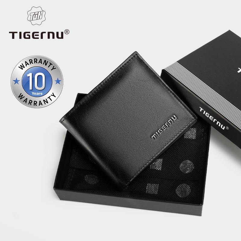 Tigernu 8006 กระเป๋าสตางค์ ใบสั้น ชนิดหนัง PU ป้องกันการโจรกรรม Rfid พร้อมกล่องของขวัญ