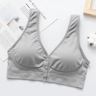 No:7073☀️ มี5ไซส์ SIZE M-3XL สปอร์ตบรากระดุมหน้า ผ้าคอตตอนยกทรงแบบสวม