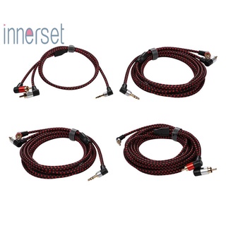 [innerset] สายเคเบิลแยก มุมขวา 90 องศา 3.5 มม. ตัวผู้ เป็น 2 RCA ตัวผู้ AUX Y