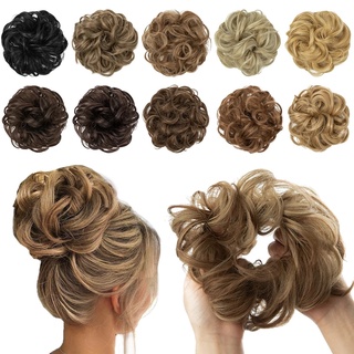 ต่อผมซาลาเปา ผมหยิกยุ่ง ยืดหยุ่น ผม Scrunchies แฮร์พีซสังเคราะห์ Chignon โดนัท อัพโด้ แฮร์พีช สําหรับผู้หญิง เด็กผู้หญิง